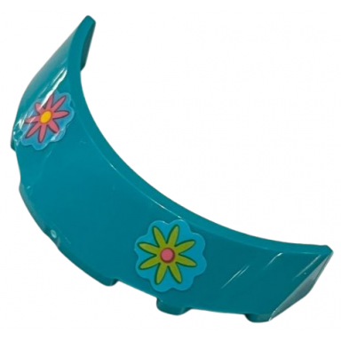 dark turquoise windscreen 3 x 6 x 1 curved with dark pink and lime flowers pattern stickers - set 41252