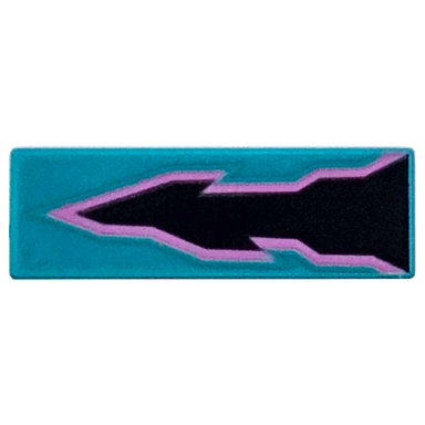 dark turquoise tile 1 x 3 with black and lavender arrow energy pattern