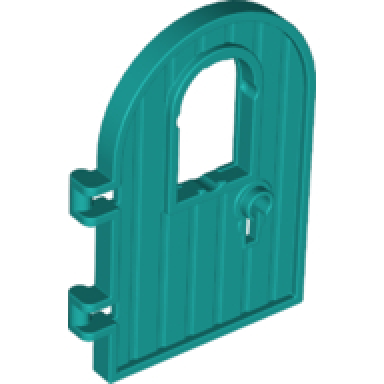 dark turquoise door 1 x 4 x 6 round top with window and keyhole reinforced edge