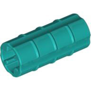dark turquoise technic axle connector 2l ridged with x hole x orientation