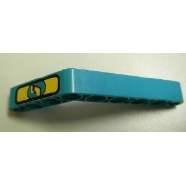 dark turquoise technic liftarm modified bent thick 1 x 9 6 - 4 with yellow number 5 on dark turquoise and yellow background pattern sticker - set 8245