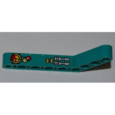 dark turquoise technic liftarm modified bent thick 1 x 9 6 - 4 with gauges and levers pattern model left side sticker - set 8269