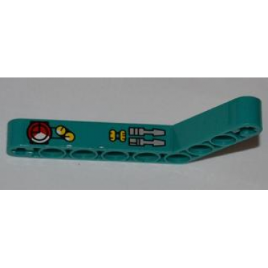 dark turquoise technic liftarm modified bent thick 1 x 9 6 - 4 with gauges and levers pattern model right sticker - set 8269