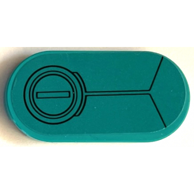 dark turquoise tile round 2 x 4 oval with black hull plate lines and concentric circles pattern sticker - set 76255