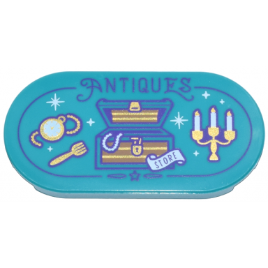dark turquoise tile round 2 x 4 oval with gold treasure chest watch fork and candelabra white sparkles and store banner and dark purple antiques pattern
