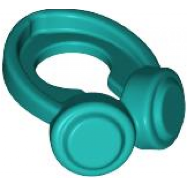 dark turquoise minifigure headphones around neck
