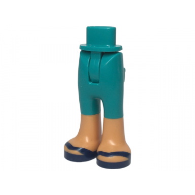 dark turquoise mini doll hips and trousers with back pockets with molded nougat lower legs boots and printed dark blue sandals pattern - thin hinge