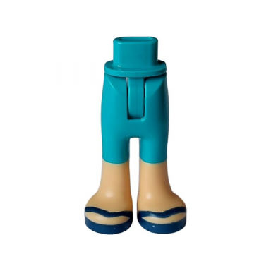 dark turquoise mini doll hips and trousers with back pockets with molded medium tan lower legs boots and printed dark blue sandals pattern - thin hinge