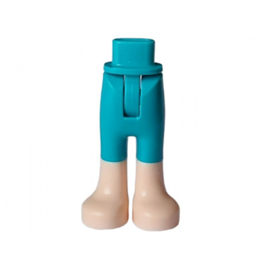 dark turquoise mini doll hips and trousers with back pockets with molded light nougat lower legs boots pattern - thin hinge