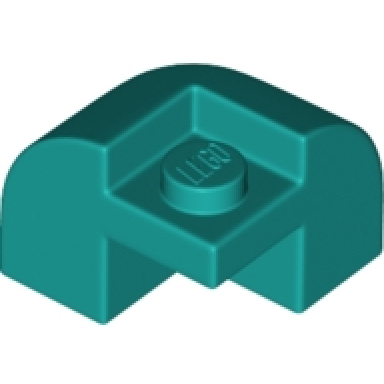dark turquoise slope curved 2 x 2 x 1 1 3 corner round with recessed stud