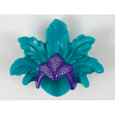 dark turquoise minifigure headgear hat showgirl with feathers with dark purple front silver dots pattern