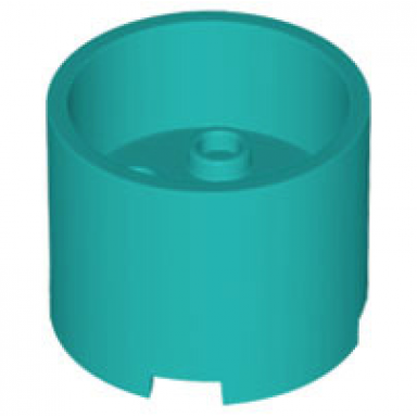 dark turquoise brick round 3 x 3 x 2 with recessed center and axle hole