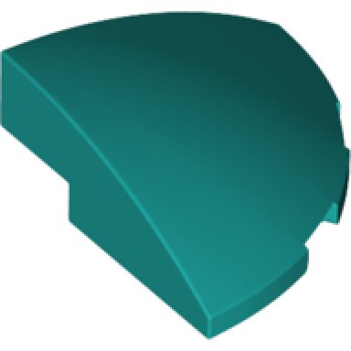 dark turquoise slope curved 3 x 3 corner round