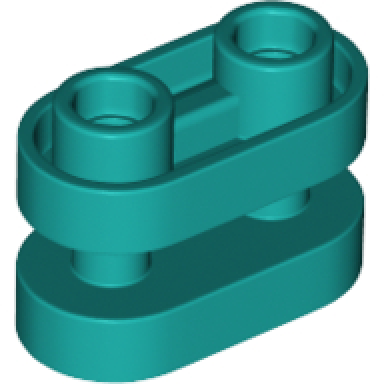 dark turquoise brick round 1 x 2 with hollow studs and open center with bars