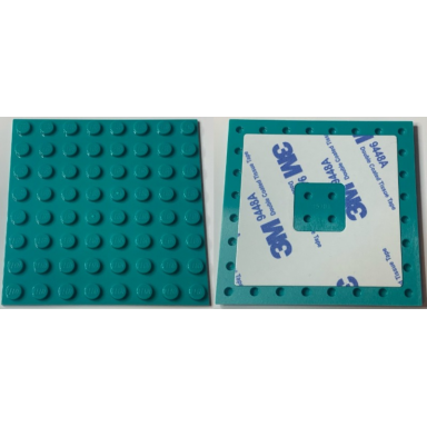 dark turquoise plate modified 8 x 8 with double-sided adhesive tape on back