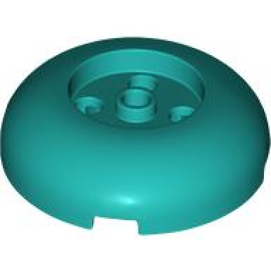 dark turquoise brick round 4 x 4 dome top with 2 x 2 recessed center