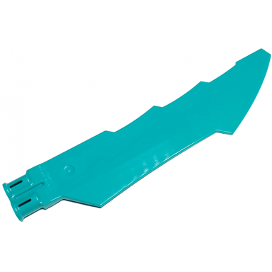 dark turquoise propeller 1 blade 14l with 2 axle holes and jagged edges sword blade