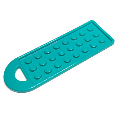 dark turquoise bag tag with 3 x 8 studs