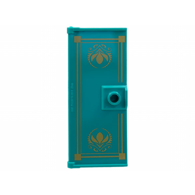 door 1 x 3 x 6 with stud handle with gold border and arendelle crest flowers pattern