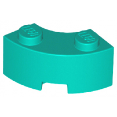 dark turquoise brick round corner 2 x 2 macaroni with stud notch and reinforced underside
