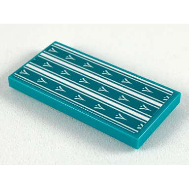 dark turquoise tile 2 x 4 with bedspread with white stripes and v shapes pattern sticker - set 41164