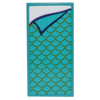 dark turquoise tile 2 x 4 with dark turquoise blanket with goldfish scales pattern sticker - set 43205