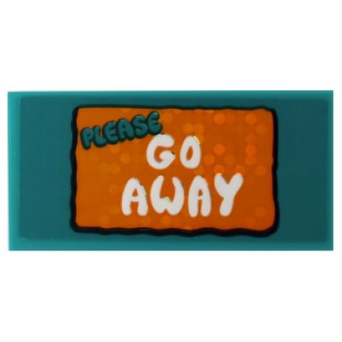 dark turquoise tile 2 x 4 with please go away doormat pattern sticker - set 41255