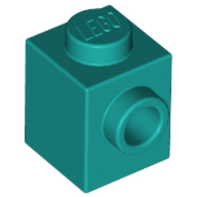 dark turquoise brick modified 1 x 1 with stud on side