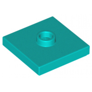 dark turquoise plate modified 2 x 2 with groove and 1 stud in center jumper