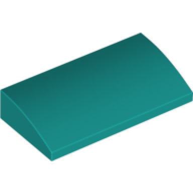 dark turquoise slope curved 2 x 4 x 2 3 with bottom tubes