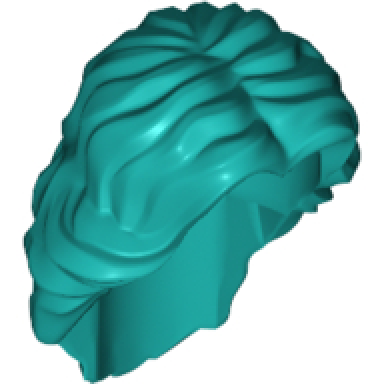 dark turquoise minifigure hair female mid-length wavy with center part