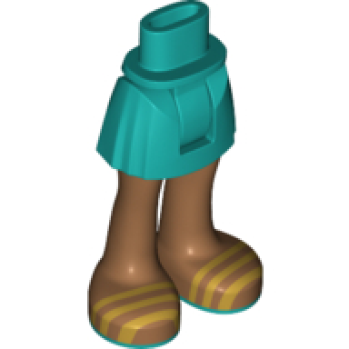 dark turquoise mini doll hips and skirt medium nougat legs and open sandals with gold straps and dark turquoise soles pattern - thick hinge