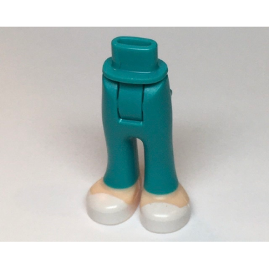 dark turquoise mini doll hips and trousers with back pockets with light nougat feet with white shoes pattern - thick hinge