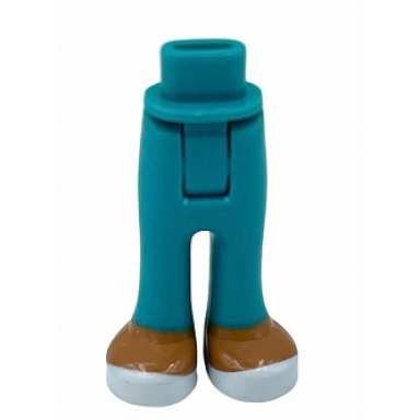 dark turquoise mini doll hips and trousers with back pockets with medium nougat feet and white shoes pattern - thick hinge
