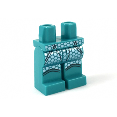 dark turquoise hips and legs with silver hexagonal scales pattern