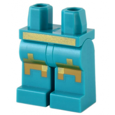 dark turquoise hips and legs with pixelated gold and medium nougat belt and knee pads pattern