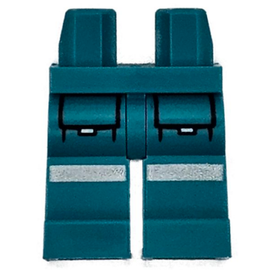 dark turquoise hips and legs with black outline pockets and silver reflective stripes pattern