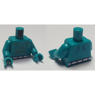 dark turquoise torso trolls flat silver skull with metallic silver belt pattern dark turquoise arms dark turquoise hands