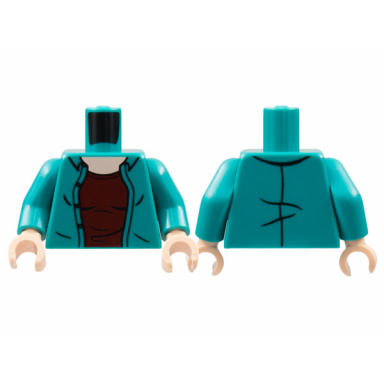 dark turquoise torso jacket light nougat neck dark red shirt pattern dark turquoise arms light nougat hands