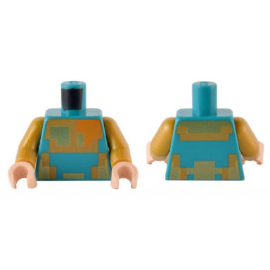 dark turquoise torso pixelated gold medium nougat and orange armor pattern pearl gold arms light nougat hands