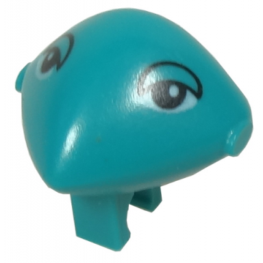 dark turquoise minifigure head modified martian with clip with eyes and eyelids pattern