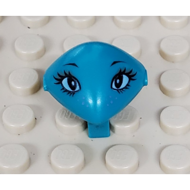 dark turquoise minifigure head modified martian with clip with eyelashes pattern
