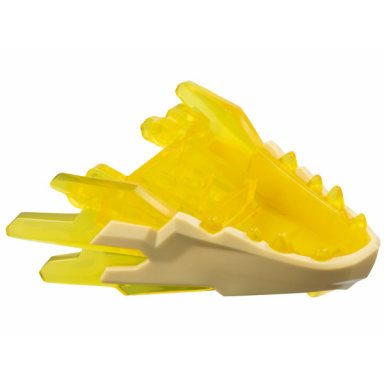 dragon head ninjago jaw with spikes 4 studs and 2 bar handles with molded tan face pattern