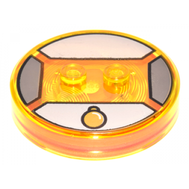 trans-yellow dimensions toy tag 4 x 4 x 2 3 with 2 studs and trans-orange bottom with gold circle pendant on light bluish gray background pattern tina goldstein