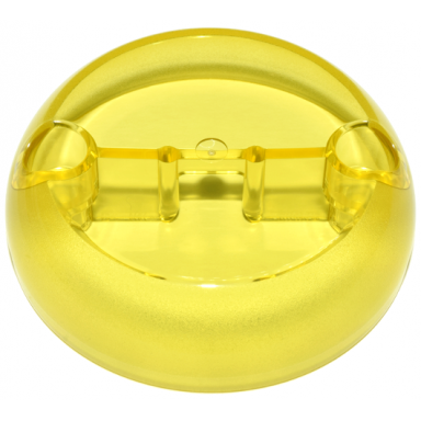 trans-yellow cylinder hemisphere 7 x 7 flat pod half with 2 pin holes