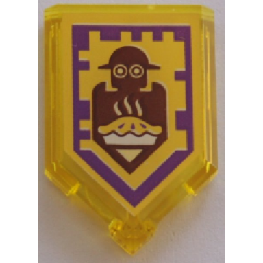 trans-yellow tile modified 2 x 3 pentagonal with nexo power shield pattern - pie guard