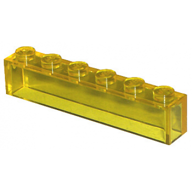 trans-yellow brick 1 x 6 without bottom tubes