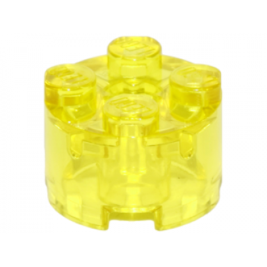 trans-yellow brick round 2 x 2 with axle hole