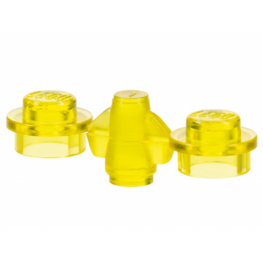 trans-yellow plate round 1 x 1 2 on sprue