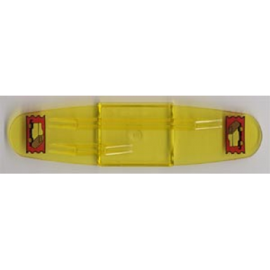 trans-yellow duplo train action brick intelli-train with engine on red ticket pattern on both ends